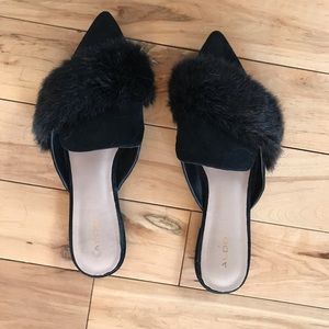 Aldo Shoes - Faux Fur Black Mules Aldo Shoes - Faux Fur Black Mules
